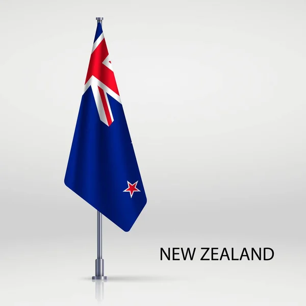 Bandera Colgante Nueva Zelanda Asta Bandera — Vector de stock