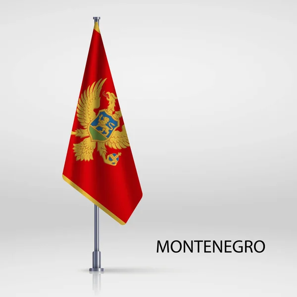 Montenegro Hanging Flag Flagpole — Stock Vector