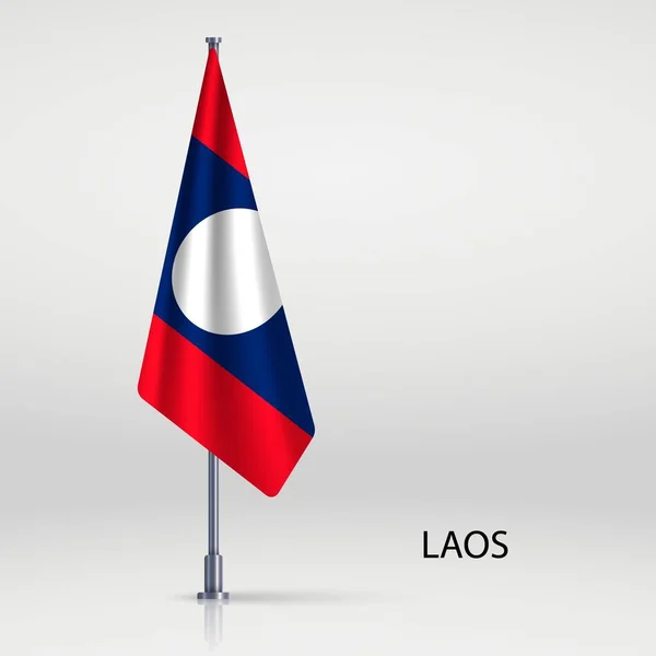 Drapeau Suspendu Laos Sur Mât — Image vectorielle