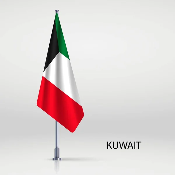 Kuwait Hängande Flagga Flaggstången — Stock vektor