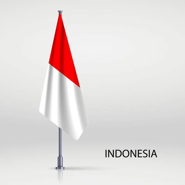 Indonesia Bandera Colgante Asta Bandera — Vector de stock