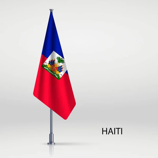 Haïti Hangende Vlag Vlaggenmast — Stockvector