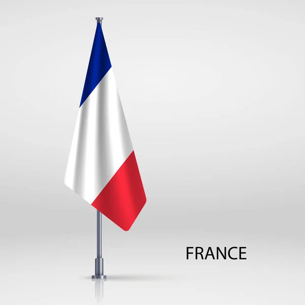 Francia Bandera Colgante Asta Bandera — Vector de stock