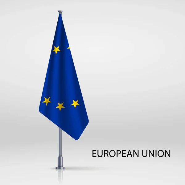 Bandeira União Europeia Pendurada Mastro —  Vetores de Stock