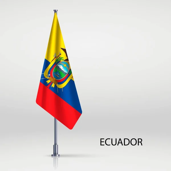 Ecuador Colgando Bandera Asta Bandera — Vector de stock