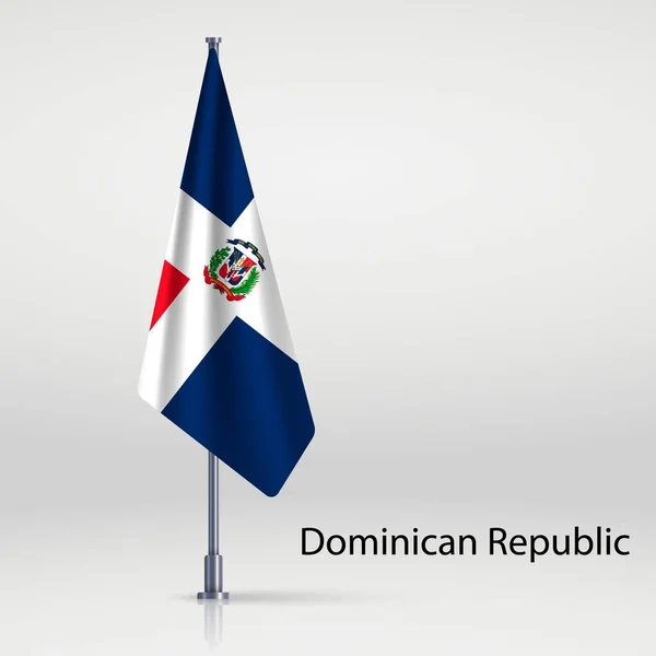 Dominicaanse Republiek Opknoping Vlag Vlaggenmast — Stockvector