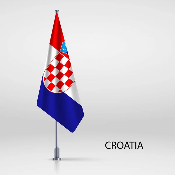 Croácia Pendurado Bandeira Mastro — Vetor de Stock
