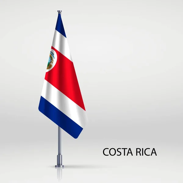 Bandera Costa Rica Colgando Asta Bandera — Archivo Imágenes Vectoriales