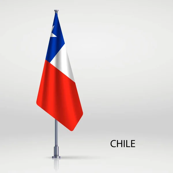 Chile Menggantung Bendera Tiang Bendera - Stok Vektor