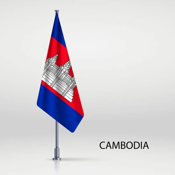 Cambodja Hangende Vlag Vlaggenmast — Stockvector