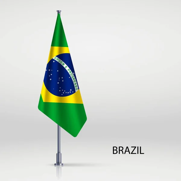 Brasil Pendurado Bandeira Mastro — Vetor de Stock