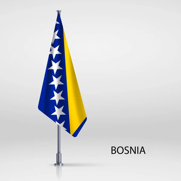 Bosnia Hanging Flag Flagpole — Stock Vector