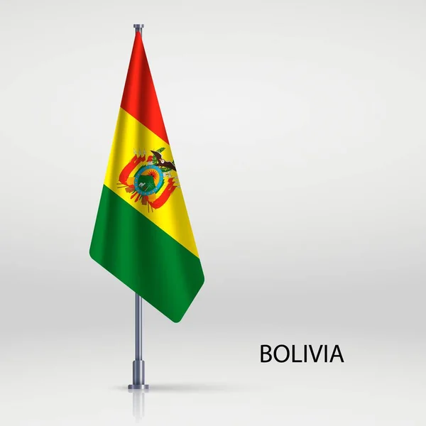 Bolivie Pendaison Drapeau Sur Mât Drapeau — Image vectorielle