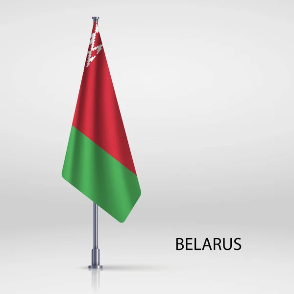 Беларусь Вешает Флаг Флагшток — стоковый вектор