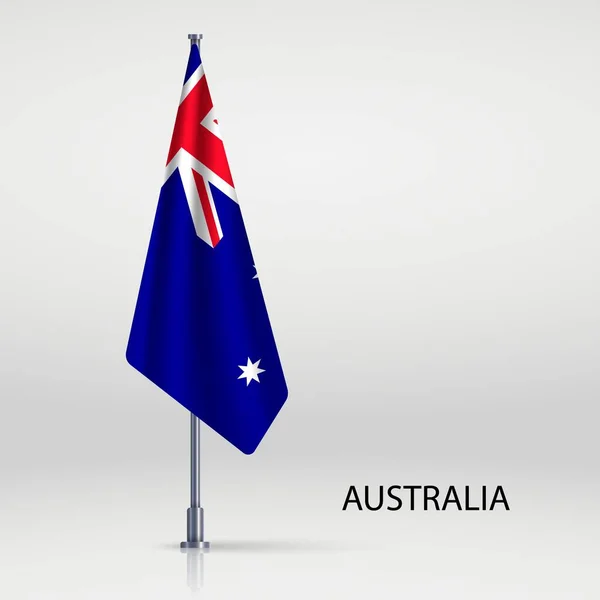 澳大利亚国旗挂在旗杆上 — 图库矢量图片