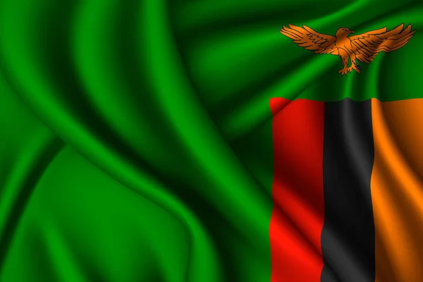 Bandeira Zâmbia Seda Textura Tecido Vetorial —  Vetores de Stock
