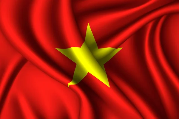 Bendera Sutra Nasional Vietnam Tekstur Kain Vektor - Stok Vektor