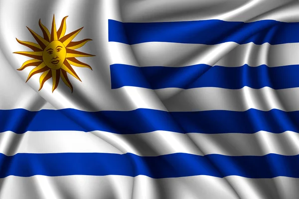 乌拉圭的丝绸国旗 矢量织物纹理 — 图库矢量图片