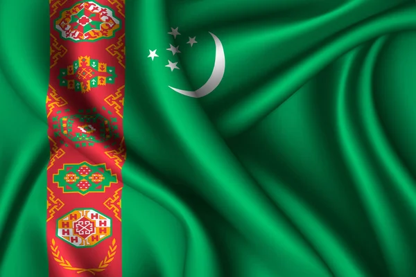 Turkmenistán Bandera Nacional Seda Textura Tejido Vectorial — Vector de stock