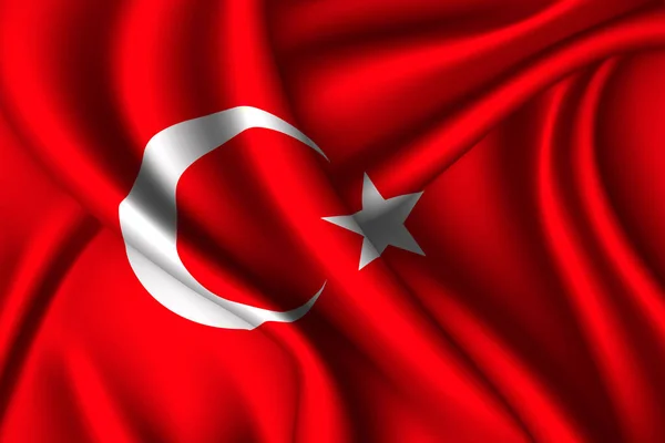 土耳其的丝绸国旗 矢量织物纹理 — 图库矢量图片