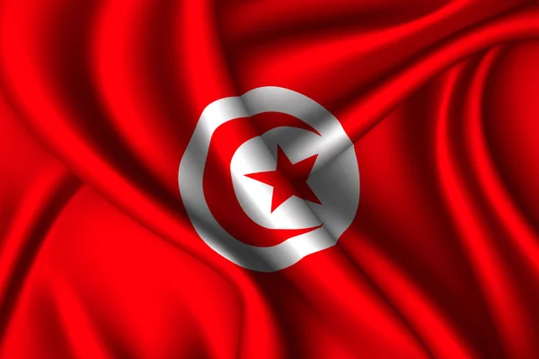 Tunísia Bandeira Nacional Seda Textura Tecido Vetorial —  Vetores de Stock