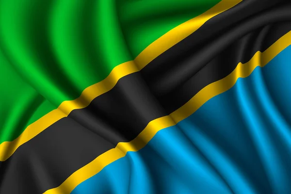 Bandera Nacional Seda Tanzania Textura Tejido Vectorial — Vector de stock