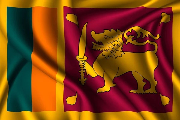Bandeira Nacional Seda Sri Lanka Textura Tecido Vetorial — Vetor de Stock