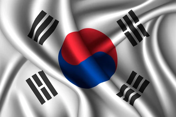 Bandeira Nacional Coreia Sul Seda Textura Tecido Vetorial —  Vetores de Stock