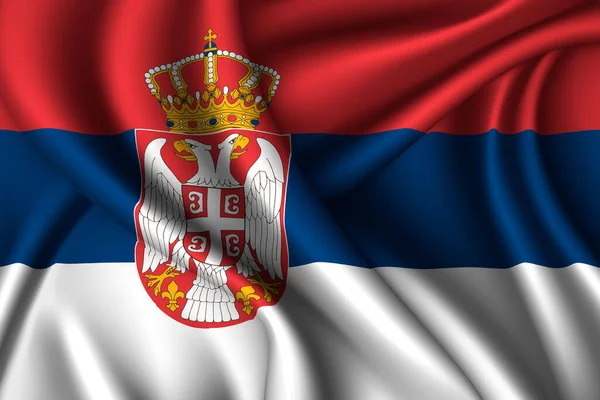 Sérvia Bandeira Nacional Seda Textura Tecido Vetorial — Vetor de Stock