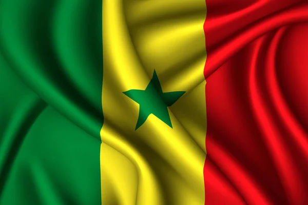 塞内加尔的丝绸国旗 矢量织物纹理 — 图库矢量图片
