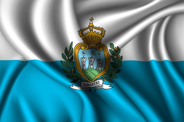 Bandera Nacional Seda San Marino Textura Tejido Vectorial — Vector de stock