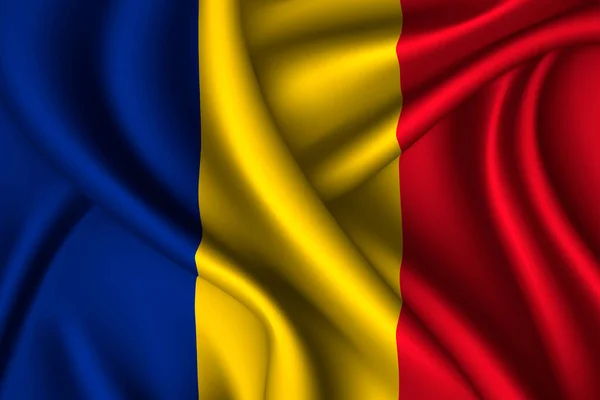 Εθνική Σημαία Της Ρουμανίας Από Μετάξι Διάνυσμα Υφάσματος — Διανυσματικό Αρχείο