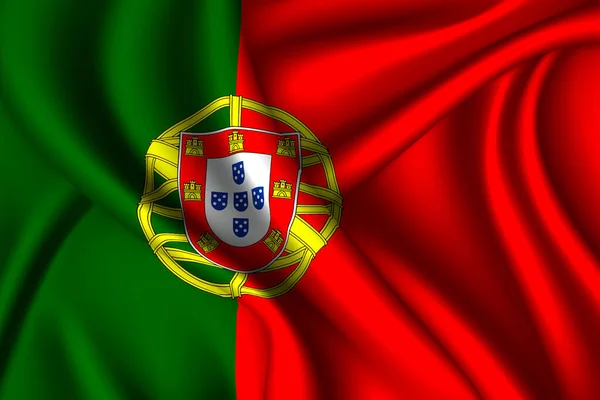 Portugals Nationella Flagga Silke Vektortextur — Stock vektor