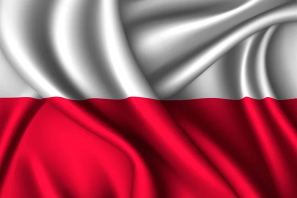 Polonya Ulusal Ipek Bayrağı Vektör Kumaş Dokusu — Stok Vektör