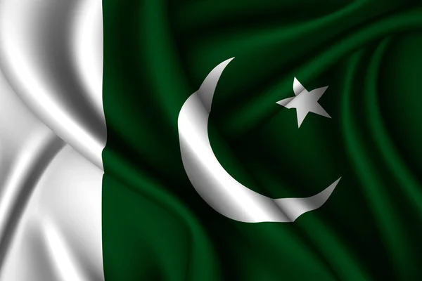 Pakistanische Nationalflagge Aus Seide Vektor Textur — Stockvektor