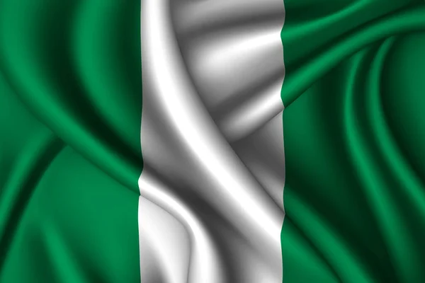 Nigerias Nationella Flagga Siden Vektortextur — Stock vektor