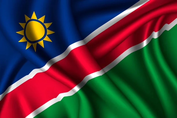 Namibia Bandera Nacional Seda Textura Tejido Vectorial — Archivo Imágenes Vectoriales