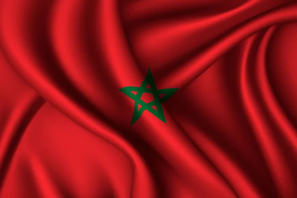 Marokkói Nemzeti Selyemzászló Vektorszövet Szerkezete — Stock Vector