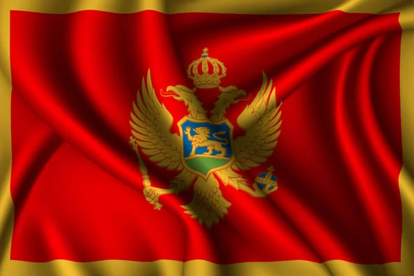 Montenegro National Flag Silk Vector Fabric Texture — Stock Vector