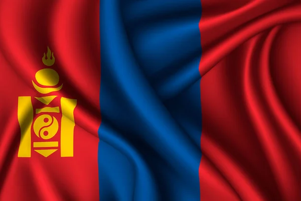 Nationalflagge Der Mongolei Aus Seide Vektor Textur — Stockvektor