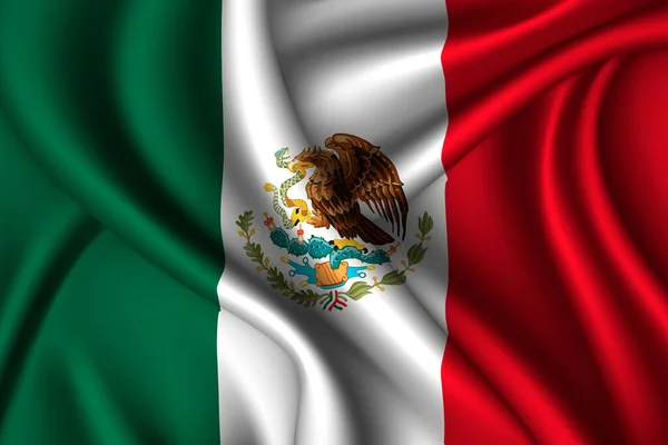 墨西哥的丝绸国旗 矢量织物纹理 — 图库矢量图片