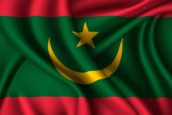 毛里塔尼亚的丝绸国旗 矢量织物纹理 — 图库矢量图片