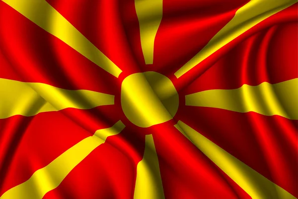 North Macedonia National Flag Silk Vector Fabric Texture — Stock Vector