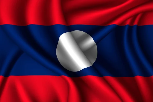 Лаосский Национальный Флаг Шелка Векторная Текстура — стоковый вектор