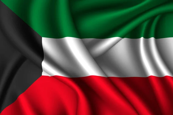 Kuwait Nationalflagga Siden Vektortextur — Stock vektor