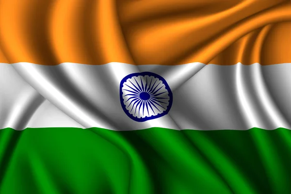 Nationale Vlag Van India Van Zijde Vectorweefsel Textuur — Stockvector