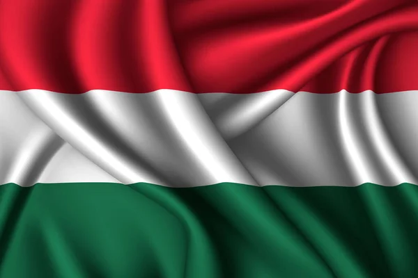 Hungary National Flag Silk Vector Fabric Texture — Stock Vector