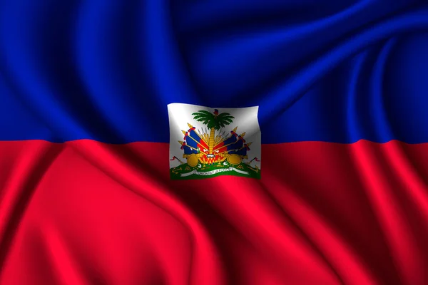 Haitis Nationella Flagga Siden Vektortextur — Stock vektor