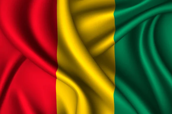 几内亚的丝绸国旗 矢量织物纹理 — 图库矢量图片