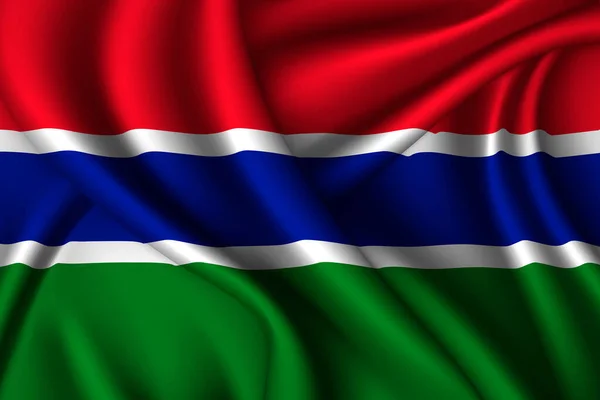 Gambia National Flag Silk Vector Fabric Texture — Stock Vector
